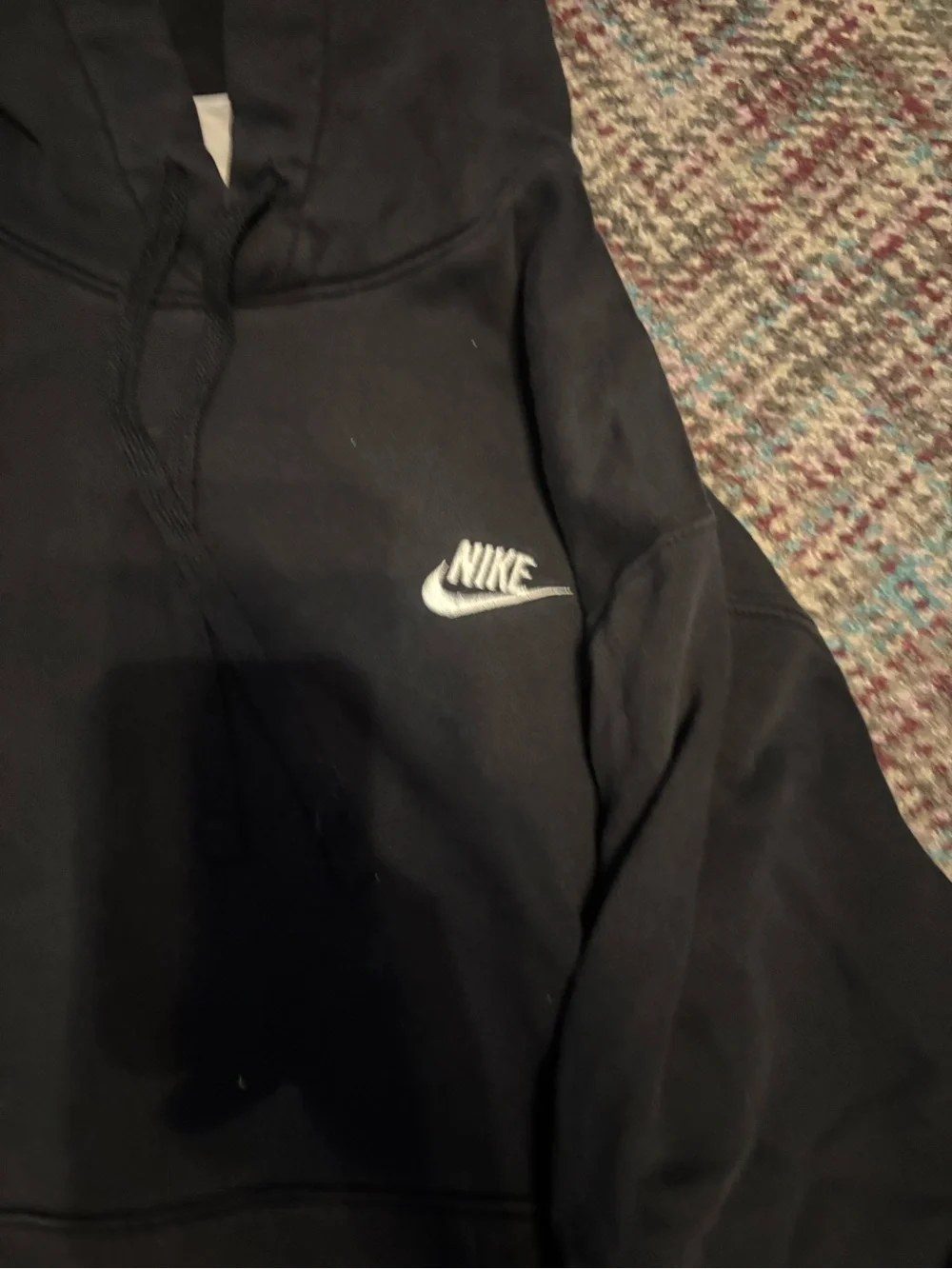 Nike Black Hoodie with White Swoosh Chest Logo